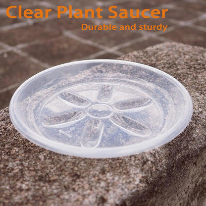 Plant Saucer 12 inch, 6 Pack of Clear Plant Drip Trays, Plant Plates to Catch Water Indoor Plants, Plant Drainage Tray for Planters