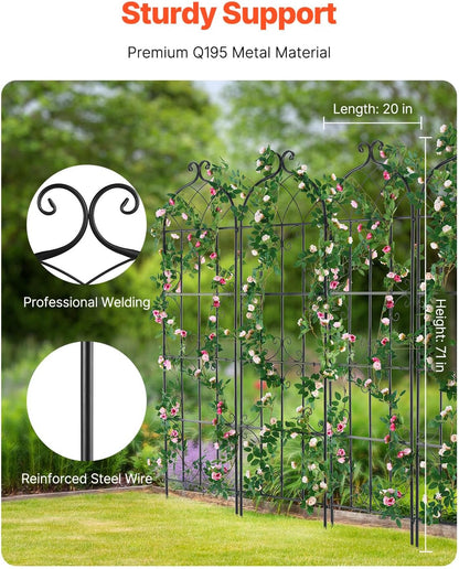 VEVOR 71 x 20 in, 4 Packs Rustproof Metal Garden Flower Trellis, Outdoor Climbing Rose & Cucumber Support, Decorative Clematis Trellis for Courtyards & Lawns