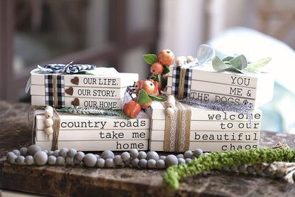 Lavender Inspired Decorative Books for Home Decor| Boho Chic Coffee Table Books Decor|Set of 3 Faux Books Stack for Fireplace Mantle Decoration| Entryway Table Decor| Farmhouse Living Room Decor| Neutral Home Decor-Country Roads,Take Me Home Sign