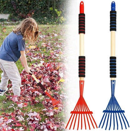 2 Pack Kids Rakes for Leaves, 28" Small Metal Toddler Rakes Garden Lawn Rake with Hardwood Handle and Soft Grip, Lightweight Child Size Yard Leaf Rake Kid Gardening Tools Set for Boys and Girls