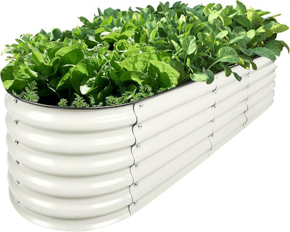 Olle 17" Tall 12-in-1 Sizes Raised Beds for Gardening Galvanized Planter for Vegetables Large Metal Raised Garden Beds Outdoors Size 5X5 Feets 8X2 Feets, Ivory 17" Tall