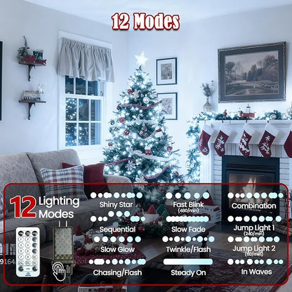 Voice Control 88ft 240LED Smart Christmas String Lights Outdoor/Indoor | String Lights Plug in with Remote, 12Modes, 7Voice Commands & Timers, Christmas Twinkle Light for Xmas Tree Decor (Cool White)
