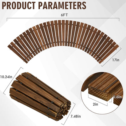 6FT Wooden Garden Pathway,Outdoor Roll Out Decorative Curved Walkway,Weather-Resistant Patio Path,Non-Slip Pavers Boardwalk for Garden, Backyard, Beach, Wedding Party Pathways
