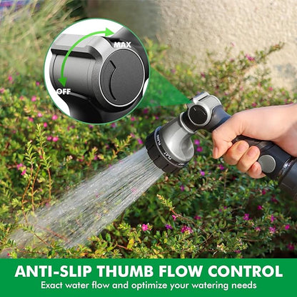 RESTMO Heavy Duty Hose Nozzle, Metal Garden Water Hose Sprayer with 7 Watering Patterns, Thumb Control, On Off Valve, High Pressure Nozzle Sprayer for Watering Plants, Car and Pet Washing, Silver