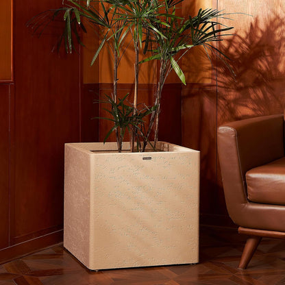 20 Inch Square Concrete Planter（20Lx20Wx20H，48 Pounds）,Durable All-Weather Use with Drainage Holes,Large Square Planter for Outdoor Indoor Plants