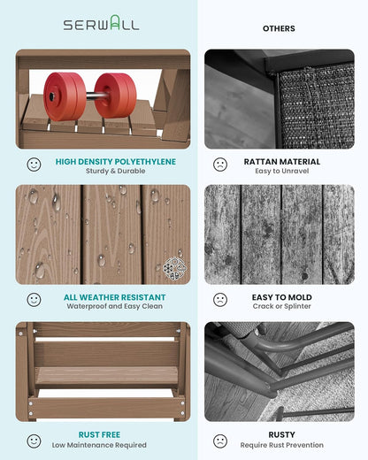 SERWALL Patio Dining Chair Set of 2, Brown