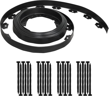 Gardzen 1.5" x 20' Landscape Edging Kit, Garden Edging Coil Comes with 24 Pcs Spikes, No Dig Lawn Border Design