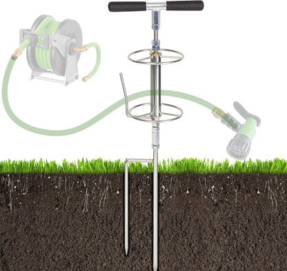 Walensee 32" Garden Hose Guide Spike Right Angle Hose Pulling Stand, Heavy Duty Metal Hose Reel for Garden Corner Auxiliary Watering Hose Reel, Lawn & Garden Watering Equipment, Plant Flower Protector