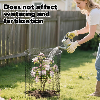 30 Pcs 24'' x 12'' Large Wire Plant Protector from Animals With Metal Cover, 10 Pack Metal Plant Cage Chicken Wire Cloche with 10Pcs Metal Covers to Keep Animals Out, Garden Protection Bunny Barricade