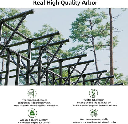 Flat Top Garden Arch Arbor Trellis, 11.81FT x 9.02FT Metal Pergola for Climbing Plants, Galvanized Steel Pipe with Plastic Coating, Decorations Pergola for Garden, Backyard, Lawn(Black)