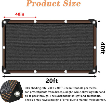 QLOFEI Shade Cloth for Patio, 80-90% Sunblock Shade Sails for Garden Pergola Outdoor, Sun Protection Screen with Grommets, Easier to Hang Neting Covers for Kennel Chicken Coop Lawn, 20x40 FT