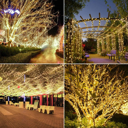2 Pack 200 LED Solar String Lights, 85.2ft 8 Modes Solar String Lights for Outside, Waterproof and Solar Powered Outdoor String Lights for Holiday Christmas Yard Garden Tree Wedding Party (Warm White)