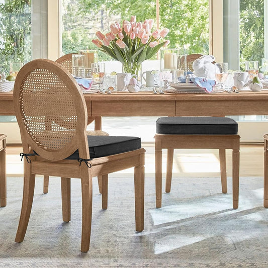 Outdoor Round Corner Seat Cushion, 17"x16"x2", Set of 4, Non Slip Seat Cushion Pads with Removable Cover for Patio Furniture, Garden Yard Lawn, Charcoal Gray