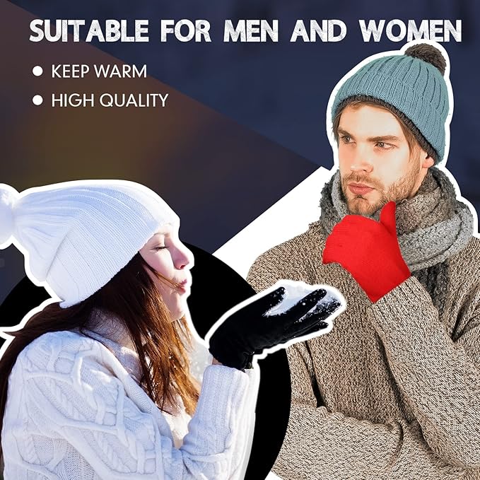 SATINIOR Magic Winter Gloves Unisex Gloves Knit Stretchy Mitten Full Fingers Warm Mitten for Men Women Sports