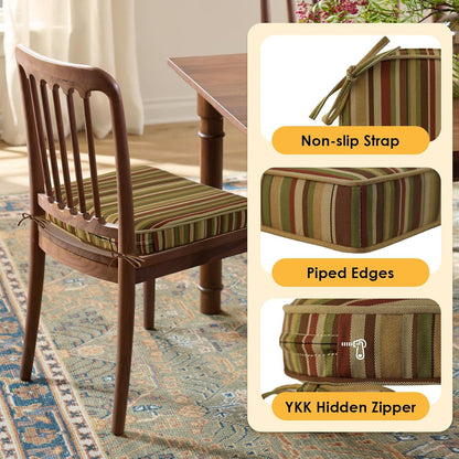 Outdoor Round Corner Seat Cushion, 17"x16"x2", Set of 4, Non Slip Seat Cushion Pads with Removable Cover for Patio Furniture, Garden Yard Lawn, Colorful Stripe