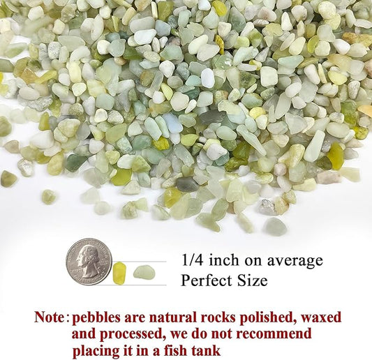 5 lbs Jade Pebbles for Indoor Plants,1/4 inch Polished Gravel Rocks for Plants, Succulents, Cactus, Vases, Terrarium and Outdoor Gardening