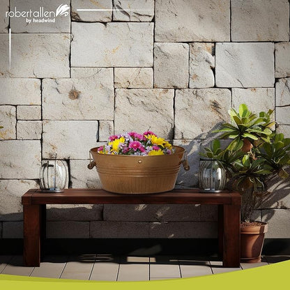 Headwind Vintage Collection 14-Inch New Penny Oval Galvanized Tub with Handles – Metal Wash Basin Planter - Galvanized Metal Tub for Indoor & Outdoor Use by Robert Allen