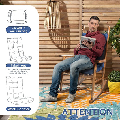 Yellow Rocking Chair Cushion Indoor Outdoor High Back Seat Pad Soft Chair Cushion for Patio Porch Garden Kitchen Office