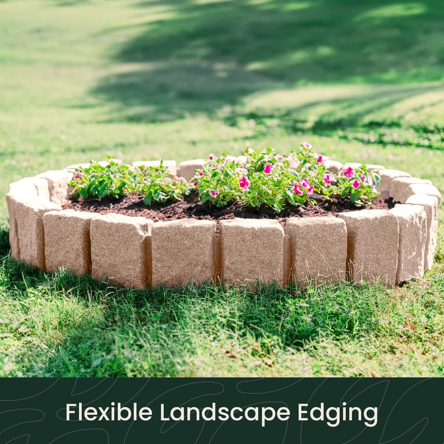 Beuta Landscape Edging | Garden Edging Border | Faux Stone Block XL for Lawn Edging, Flower Beds & Yard Edging – 40 Pack | Each Section Has 6 Blocks 48" L x 4" W x 9.5" H | 120 Spikes | Sandstone