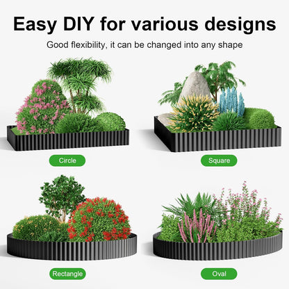 Land Guard Corrugated Garden Edging Border, 12" x 25' Landscape Paver Edging, Tall Landscape Edging, Fence for Garden, Flower Bed, Lawn and Landscape Edging (Glossy Black)
