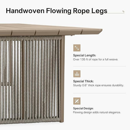 PURPLE LEAF 7 Pieces Outdoor Dining Set, Aluminum Outdoor Patio Table and Chairs Set with Olefin Cushions, All-Weather Patio Dining Set for Garden or Deck, Beige