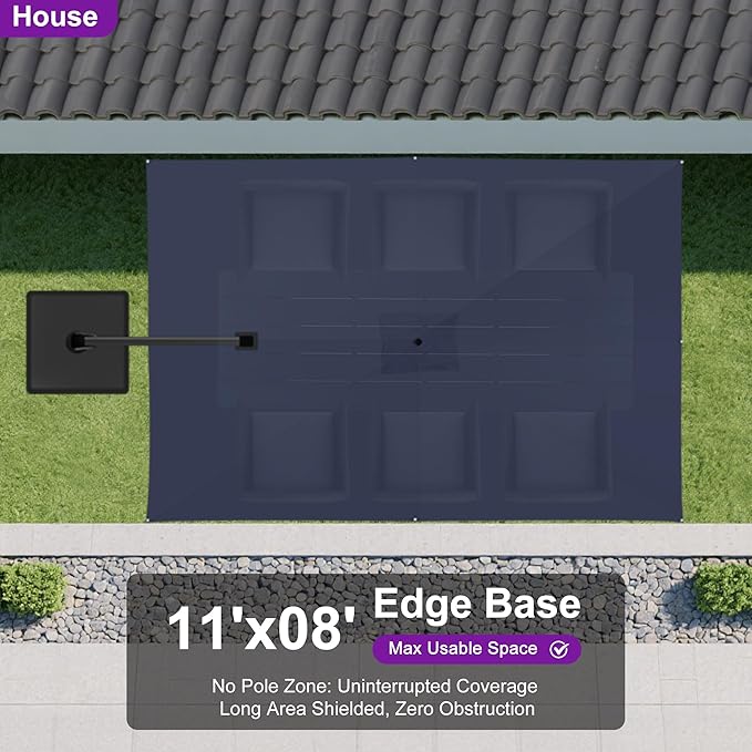 PURPLE LEAF 11.5' X 8' Left-right Tilting Outdoor Patio Umbrella Swivel Offset Cantilever Heavy Duty Rectangle Aluminum Umbrella with UV Resistant for Deck Pool Patio Backyard, Ocean Slate