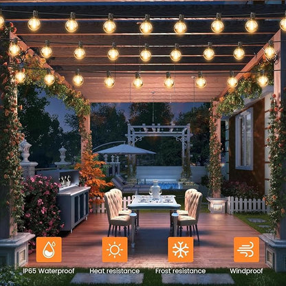 OHLUX 120FT Solar String Lights Outdoor with Remote, Commercial Grade Patio Lights with 52 Shatterproof G40 Globe LED Filament Bulbs, Dimmable Outside Edison Hanging Light for Backyard Party Decor