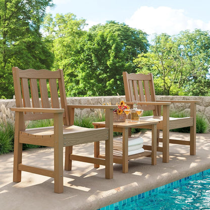 Stoog Patio Chair, All-Weather Outdoor Chairs with 400 lbs Weight Capacity, Looks Like Real Wood, for Patio, Deck, Pool and Backyard, Teak