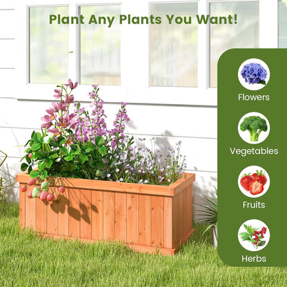 HAPPYGRILL Raised Garden Bed, Outdoor Elevated Flower Box w/ 4 Drainage Holes & Detachable Bottom Panels, Wood Planter Box for Vegetables Flowers Herbs & Fruits Growing, 31” x 14” x 12”