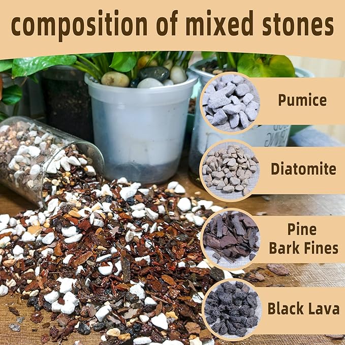 4 Quart Bonsai Soil Mix Lava,Pumice,Pine Bark and Calcined Rock, Natural Organic Mix for Potted Plants…