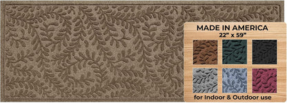 WaterHog Indoor/Outdoor Door Mat, 2' x 5', Made in USA, Durable & Skid-Resistant Front Door Rug, Decorative, Water-Trapping & Heavy-Duty Entryway Mat for Your Home, Boxwood Collection, Khaki/Camel