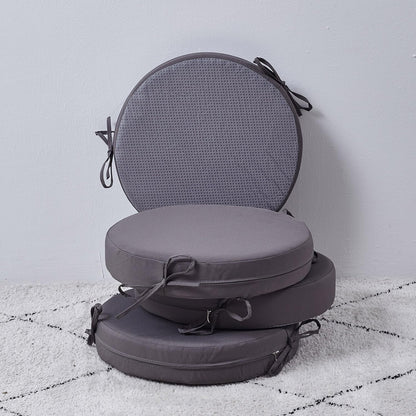 15 x 15 Inch Round Cushions for Outdoor Furniture Non-Slip Waterproof Patio Bistro Chair Cushion with Ties Bar Stool Seat Cushion for Kitchen Chairs Set of 4, Dark Gray