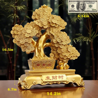 Top Resin Money Tree, Artificial Bonsai Tree - Feng Shui Decor & Gifts for Home, Feng Shui Statue, Chinese New Year Decoration, Chinese Decor & Gifts