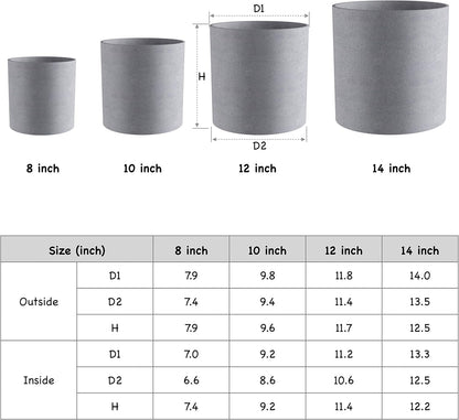 FaithLand Plant Pot 12 inch - Perfectly Fits Mid-Century Modern Plant Stand - Drainage Plug - Gray Planter Pot