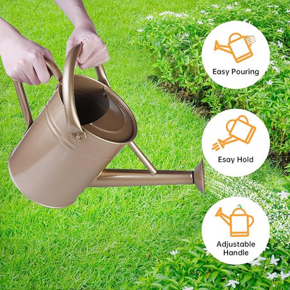 Metal Watering Can for Outdoor Plants, Galvanized Steel Watering Can with Removable spout, 1 Gallon,Perfect Home & Garden Decor Gold