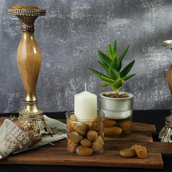 6 LBS River Rocks, StoneCreek, Decorative Garden Stones for Plant Landscaping, Polished Gravel Filler Pebbles for Home Decoration, Vases, Succulents, Flower Beds and Fish Tanks (Pale Yellow, Medium)