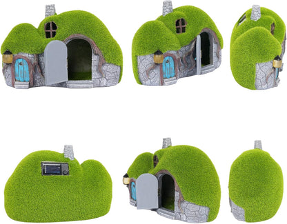 Garden Statues Outdoor Decor - Fairy House with Waterproof Solar Lights Resin Figurines for Yard Lawn Porch Outside Ornament or Garden Gift
