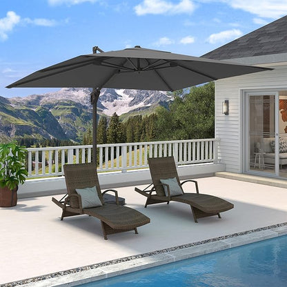 9' X 12' Cantilever Patio Umbrella 360°Rotation Rectangular Outdoor Large Offset Umbrellas Heavy Duty Windproof for Garden Deck Pool Backyard, Grey