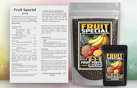 Fertilizer Commercial Grade | Fruit Special 8-3-9 | 5 Ounces | Custom Professional Mix Blend | Macronutrients & Micronutrients | Tropical Fruit Plants & Trees | Flowering Post-Harvest Recovery Formula