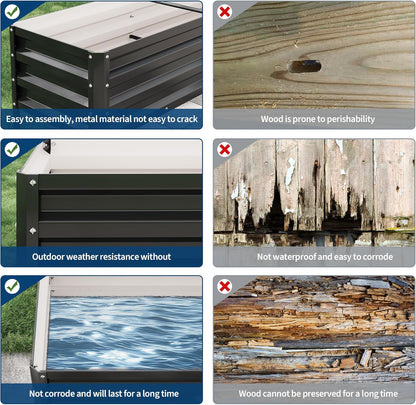 Galvanized Raised Garden Bed with Legs - 50×32×17In Metal Planter Box for Vegetables, Outdoor Raised Garden Beds Gardening, Durable Planter Raised Beds, Sturdy Planters for Outdoor Plants (Black)