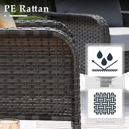 2 Pack Wicker Patio Furniture Chairs,Outdoor Rattan Chairs with Armrest Support 250 lb,Dark Gray