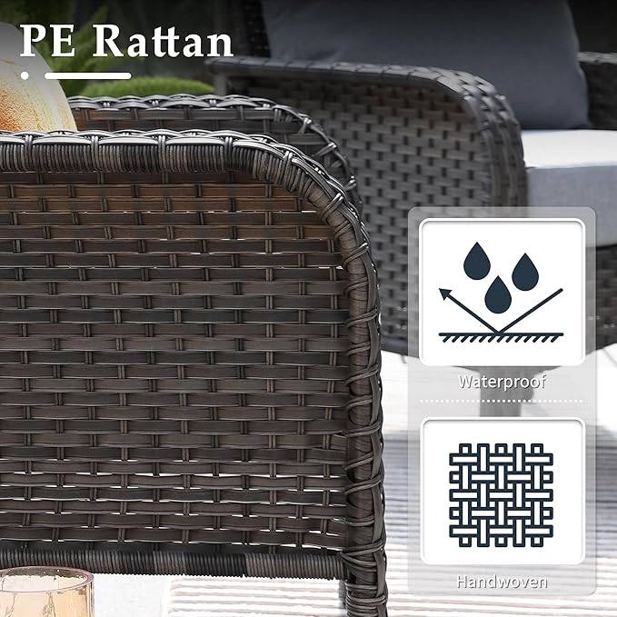 2 Pack Wicker Patio Furniture Chairs,Outdoor Rattan Chairs with Armrest Support 250 lb,Gray