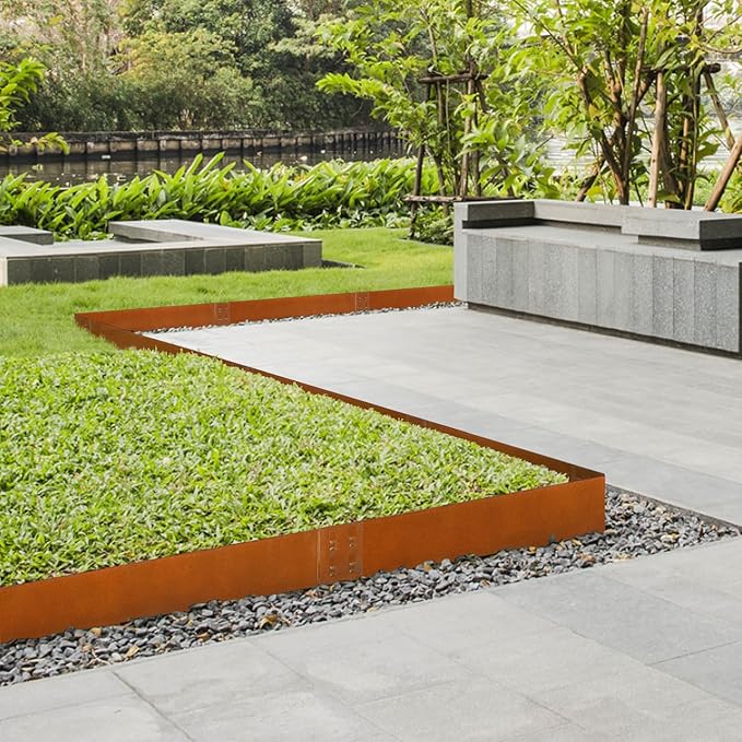 Corten Steel Landscape Edging 40" Lx 6" H Steel Landscaping Edging 6 pcs Metal Landscape Edging Garden Landscaping Border Edge for Yard Lawn by GZGNEEVL