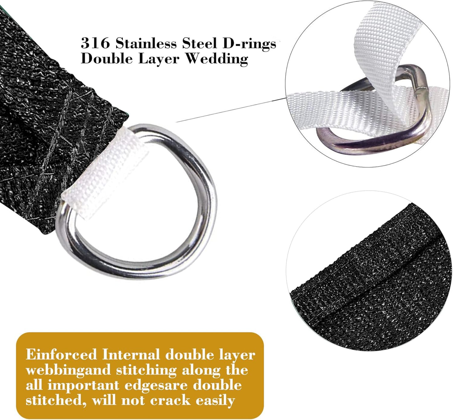 6' x 8' Black Rectangle Sun Shade Sail SSP1212 Canopy Durable Fabric UV Block Awning We Make Custom Orders