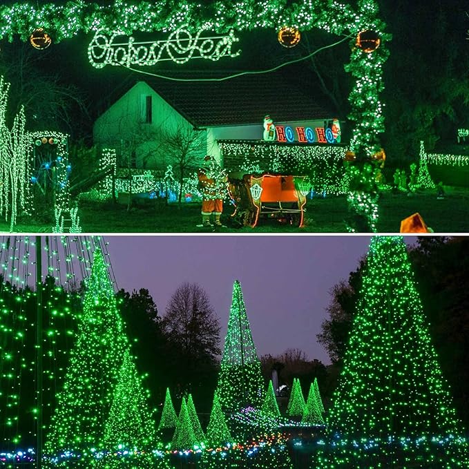 2 Pack 480 LED Solar Chrismas Lights Outdoor, 170 FT Super Long Solar String Lights for Outside with 8 Modes & Memory Function, Waterproof Twinkle Light for Xmas Tree Yard Party Decorations (Green)