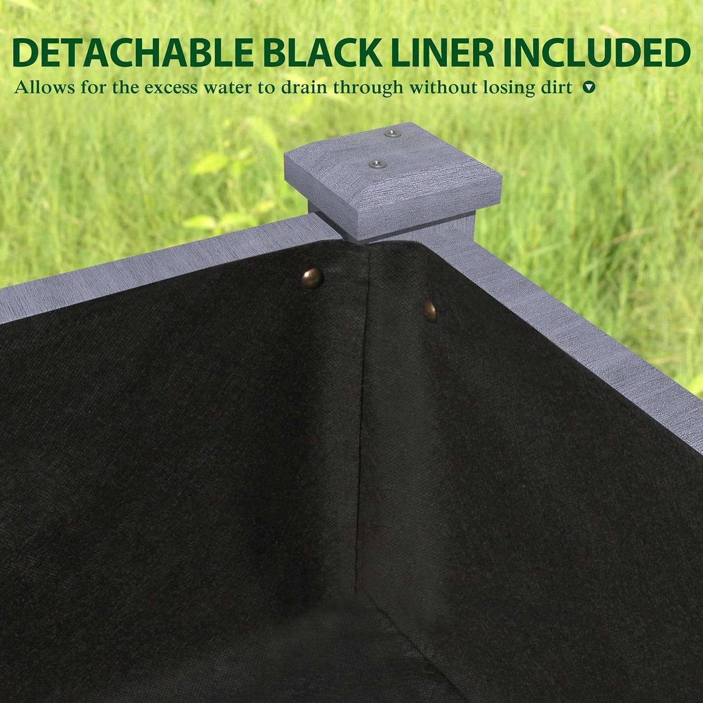 MUPATER 4 x 2 Raised Garden Bed, Elevated Garden Bed with Drainage Holes, Planter Box with Four Wheels and Legs for Herbs and Vegetables, Greenhouse, Garden, Farm, Gray