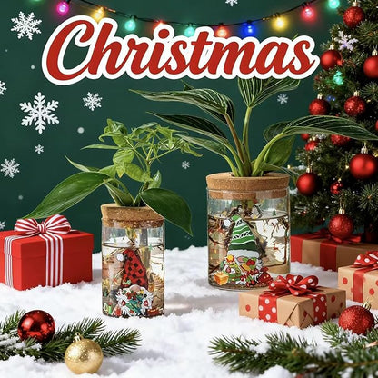 Christmas Vase, Christmas Themed Propagation Stations, Glass Propagation Vases for Plants, Cuttings, Desktop Planter Vase for Home & Office Decor, Set of 18 (9 Large & 9 Small)