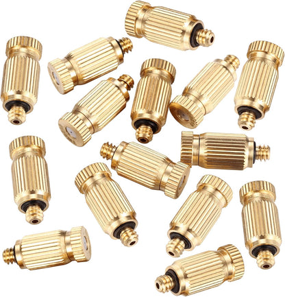 Mornajina 30 Packs Brass Misting Nozzles Mister Replacement Nozzles for Outdoor Cooling System, Misting System Heads Sprayer 0.020" (0.5 mm) 10-24 UNC, High Pressure