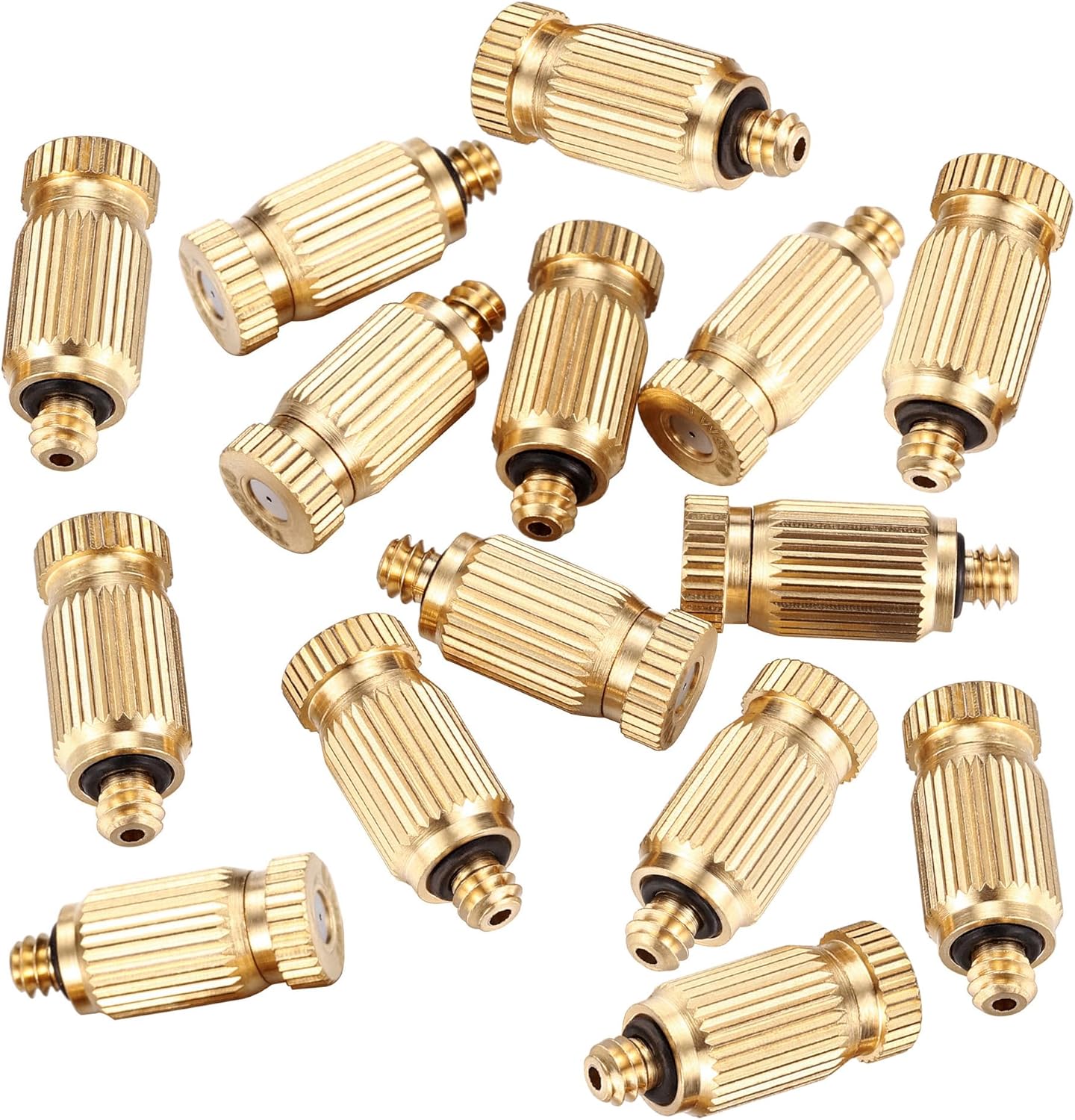Mornajina 20 Packs Brass Misting Nozzles Mister Replacement Nozzles for Outdoor Cooling System, Misting System Heads Sprayer 0.020" (0.5 mm) 10-24 UNC, High Pressure