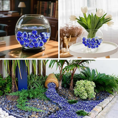 Skyflame 10-Pound Fire Glass Diamonds for Fire Pit Fireplace Landscaping, 1/2 Inch Reflective Glass Fire-Diamonds, Cobalt Blue